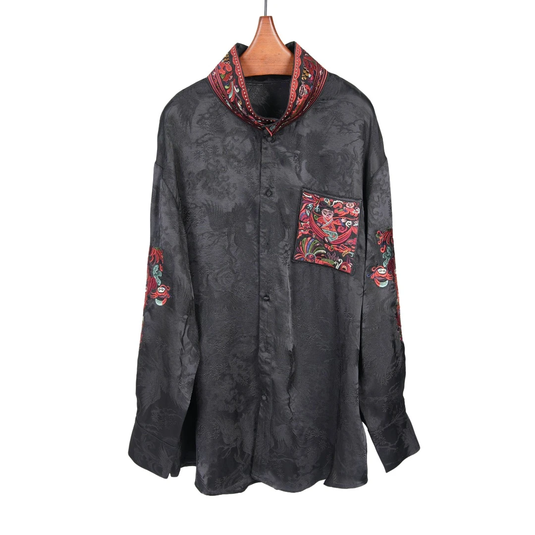 ❤❤【香云走心】非遗系列新中式手工苗绣香云纱衬衫23ZS020