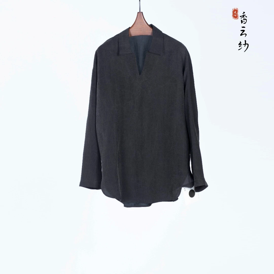 【走心非遗】香云纱 上衣22ZW9223新中式春夏复古时尚显瘦桑蚕丝