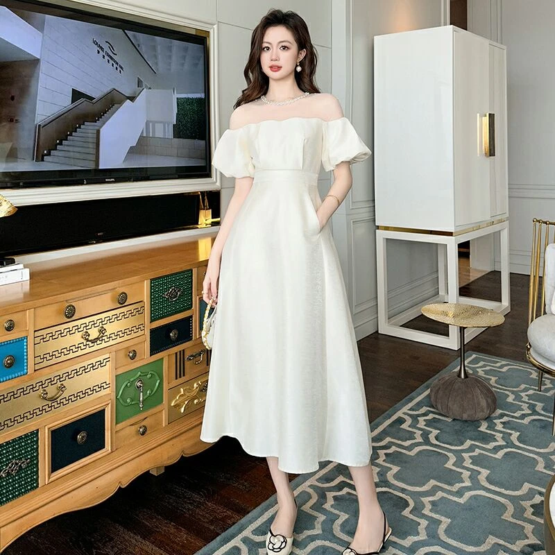 NaiAn/奈安 赫本风气质夏季新款女装名媛收腰大摆礼服连衣裙21348