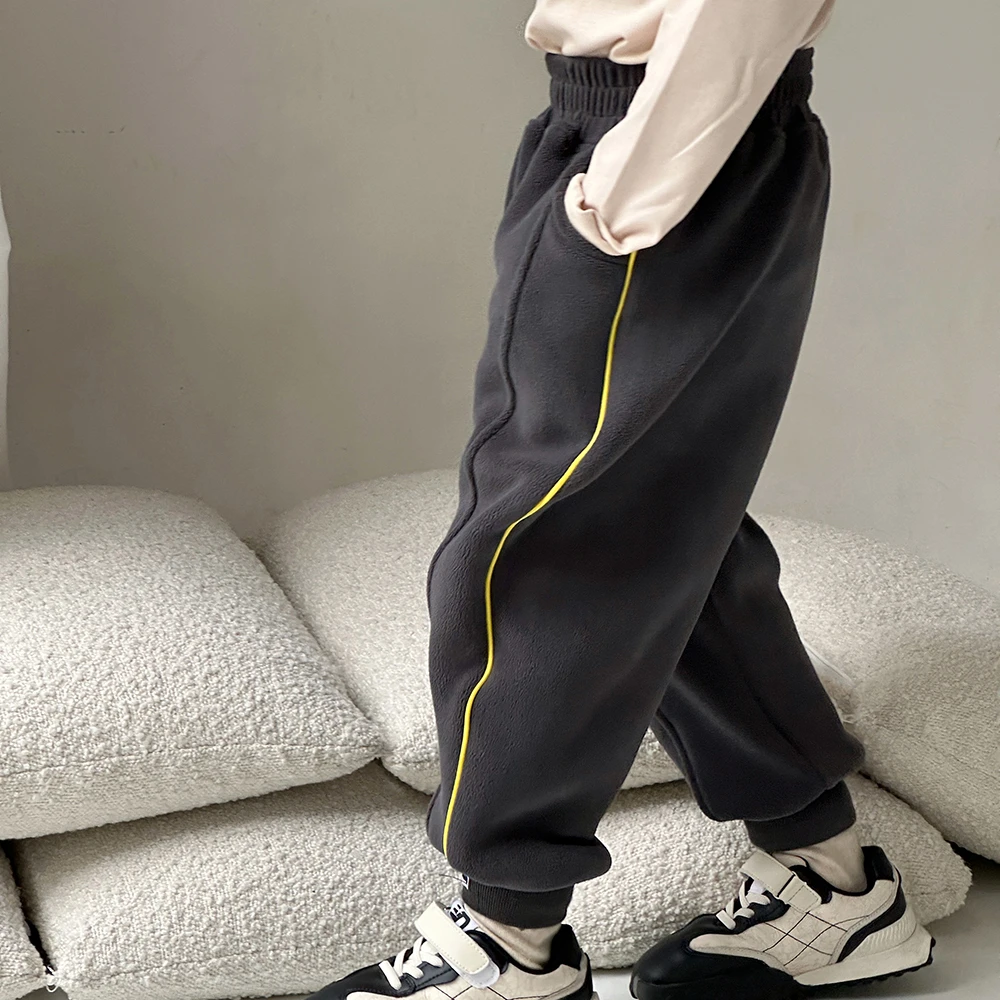 儿童奥粒绒长裤男童女童秋冬保暖洋气休闲裤加绒裤子运动裤M07