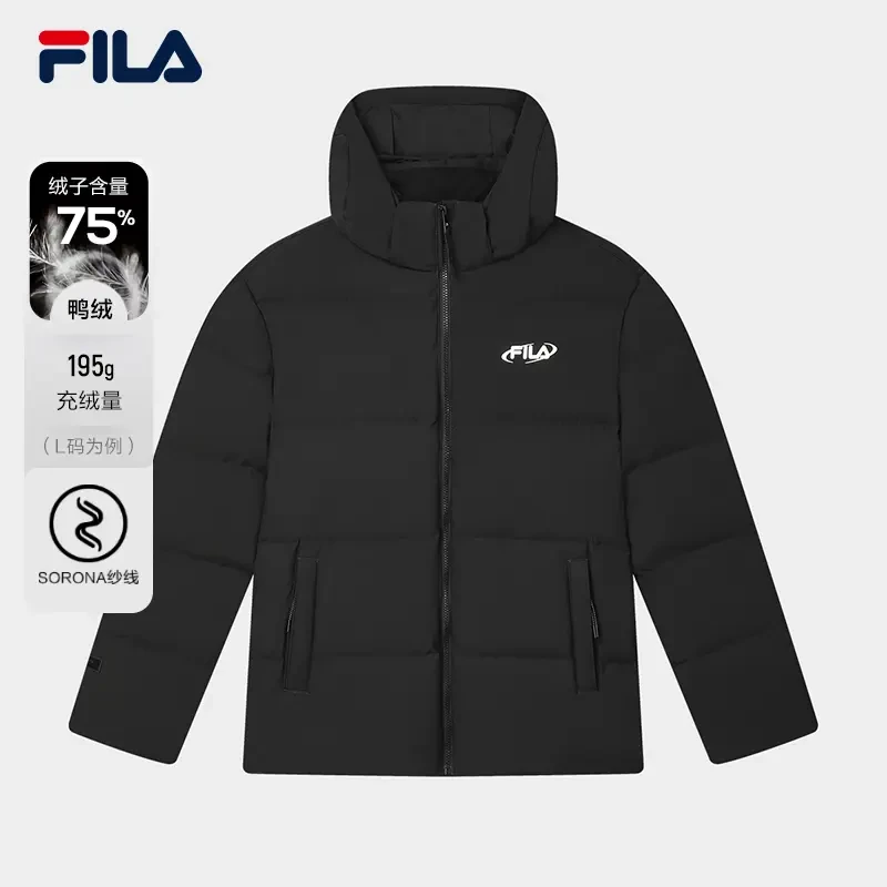 FILA斐乐24冬季新款经典大LOGO羽绒服F11U449902F保暖短款休闲