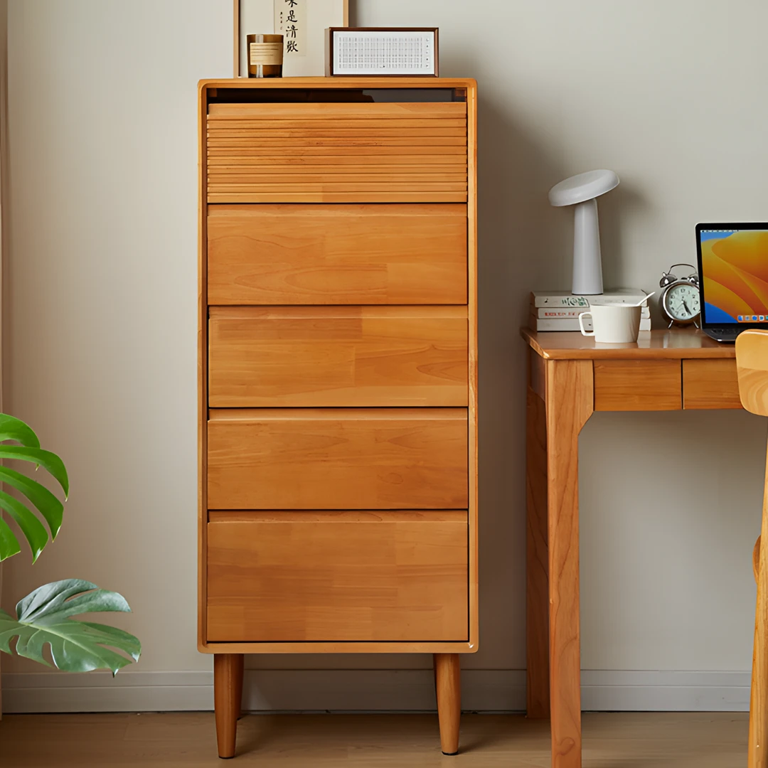 星光实木斗柜樱桃木色欧式极简轻奢抽屉柜落地客厅抽屉式