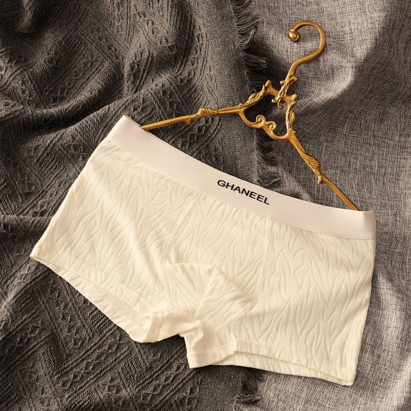 新款棉质提花男士内裤男平角裤中腰抗菌裆青年男生高档四角短裤头