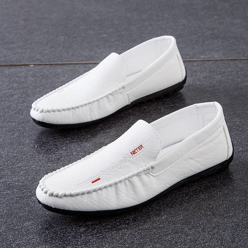 2025年春夏新款一脚蹬懒人豆豆鞋男士潮流套脚鞋软面软底乐福皮鞋