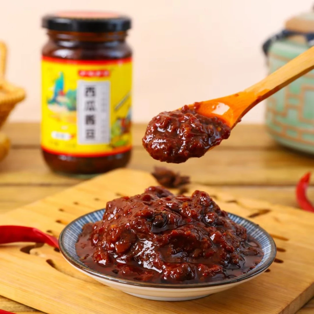 河南特产力鸿乡源小瓦盆晒制天然正宗西瓜酱豆圆瓶香辣原味2瓶