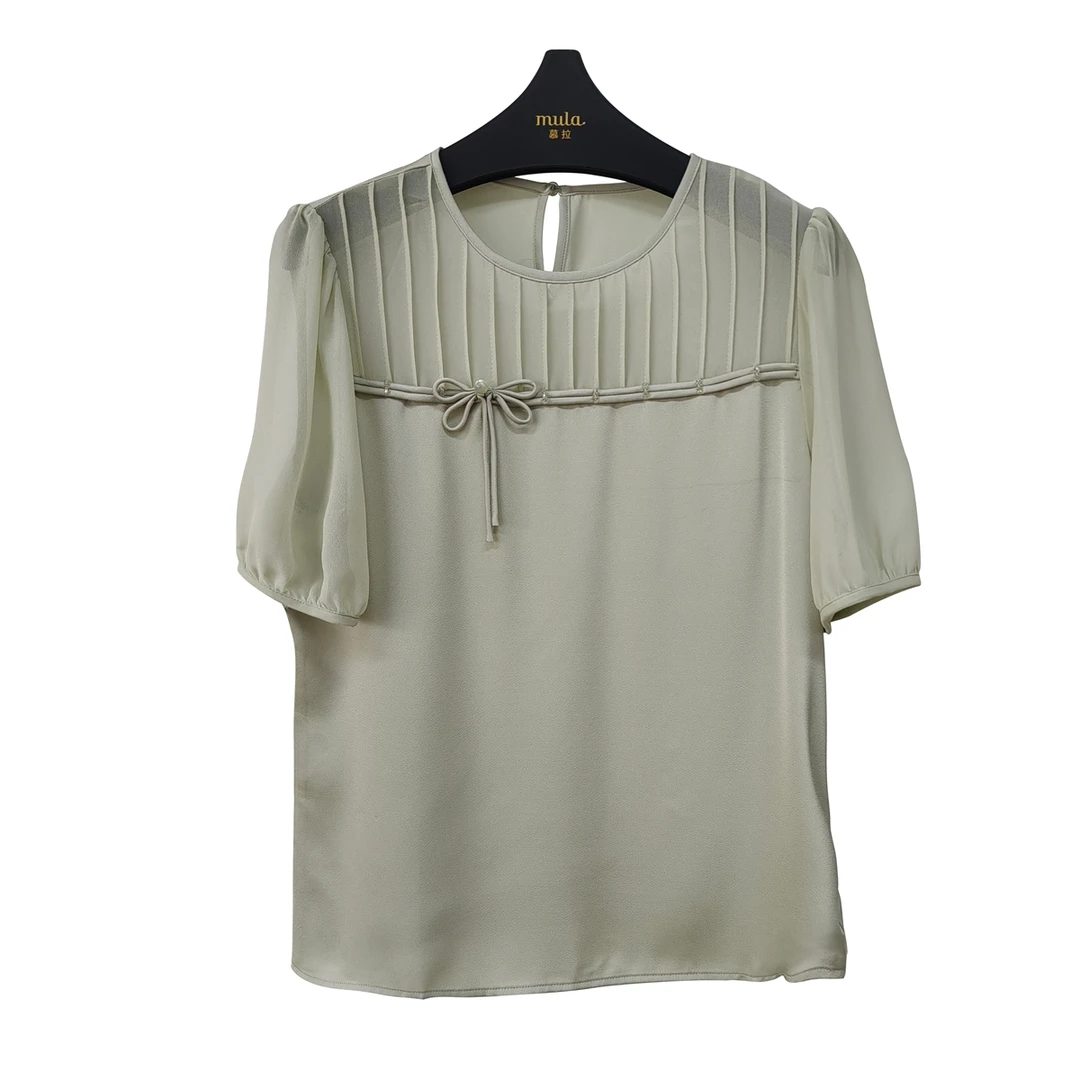 【程钱钱】慕拉夏装新款时尚新中式盘扣钉珠短袖小衫M4220X172