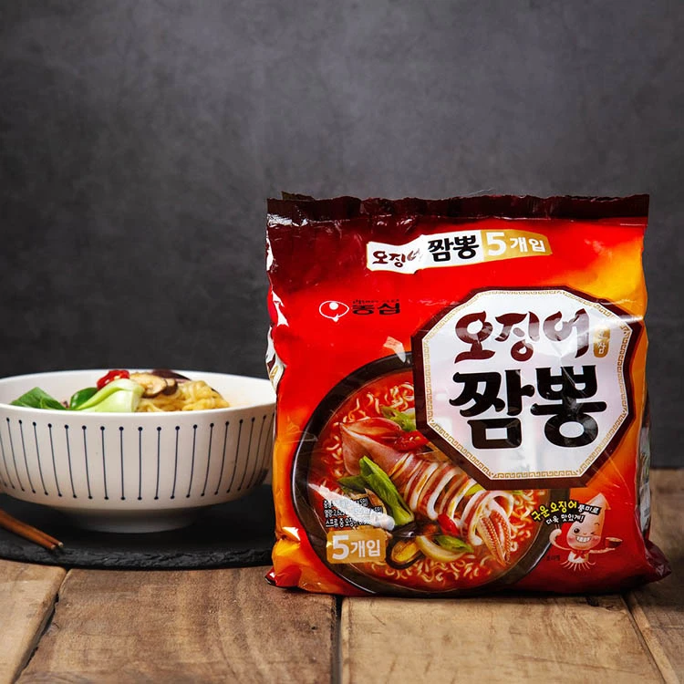 韩国进口农心鱿鱼面海鲜杂烩墨斗鱼味方便面拉面韩式速食泡面5袋