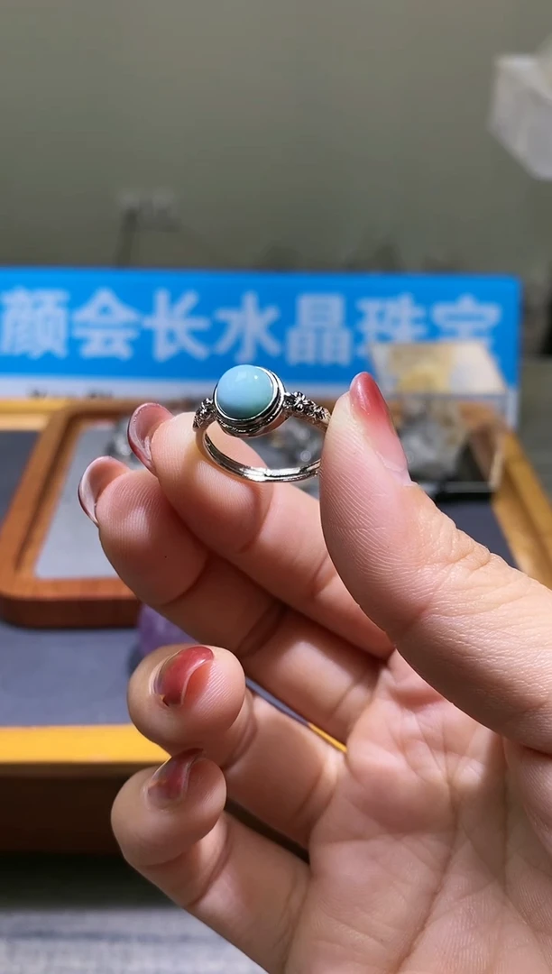 【闪购商品】针钠钙石（海纹石）戒指未镶嵌973