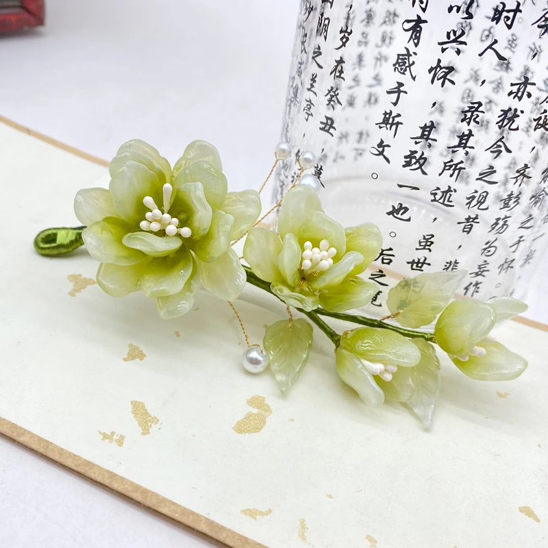 绿韵 沁人心脾的绿 琉璃软杆头饰汉服头饰古风发饰饰品