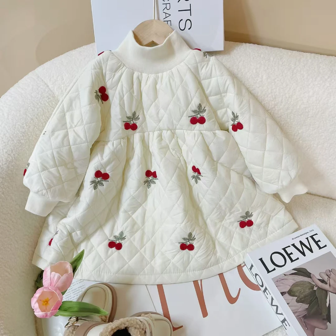 女童长袖连衣裙秋冬裙子新款儿童装夹棉加厚保暖小女孩蓬蓬公主裙