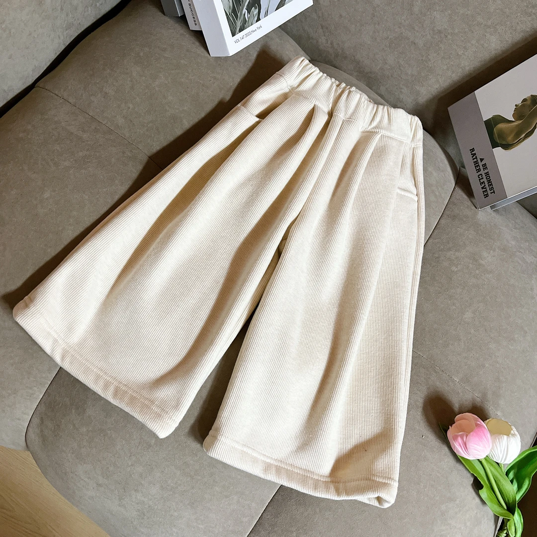 百搭宝宝加厚灯芯绒长裤男女童秋冬洋气阔腿裤休闲裤裤子时尚加绒