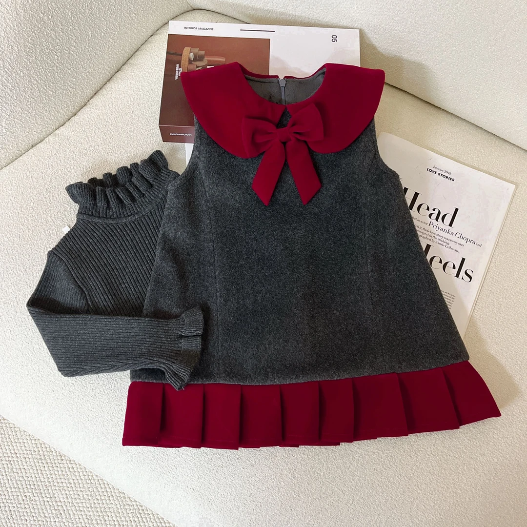 女童无袖连衣裙秋冬裙子新款儿童装夹棉加厚保暖小女孩蓬蓬公主裙