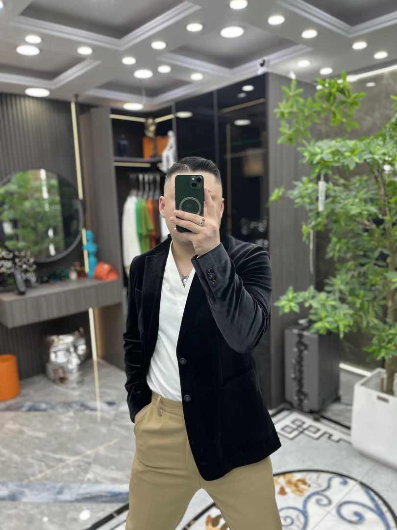 SH轻奢时尚高端男士法兰绒单排修身西服外套