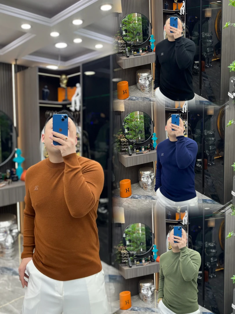 SH轻奢时尚高端男士雅痞彩色字母针织休闲小衫