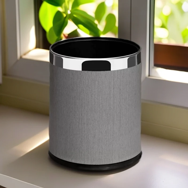14L大号双层垃圾桶家用客厅厨房办公室轻奢酒店客房金属大容量筒