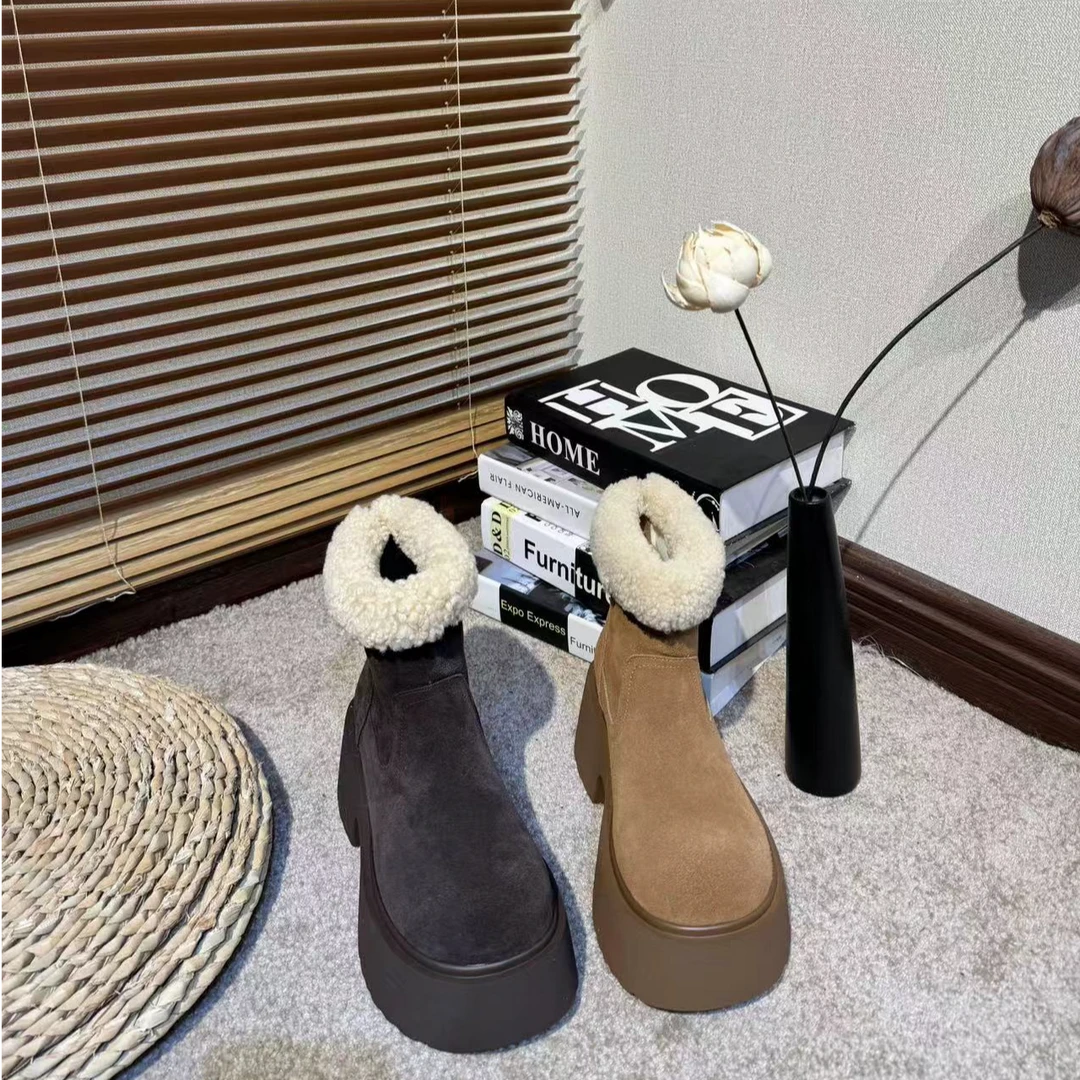 唐小肉潮搭时尚百搭厚底潮流切尔西翻毛颗粒毛英伦风1125-1大棉