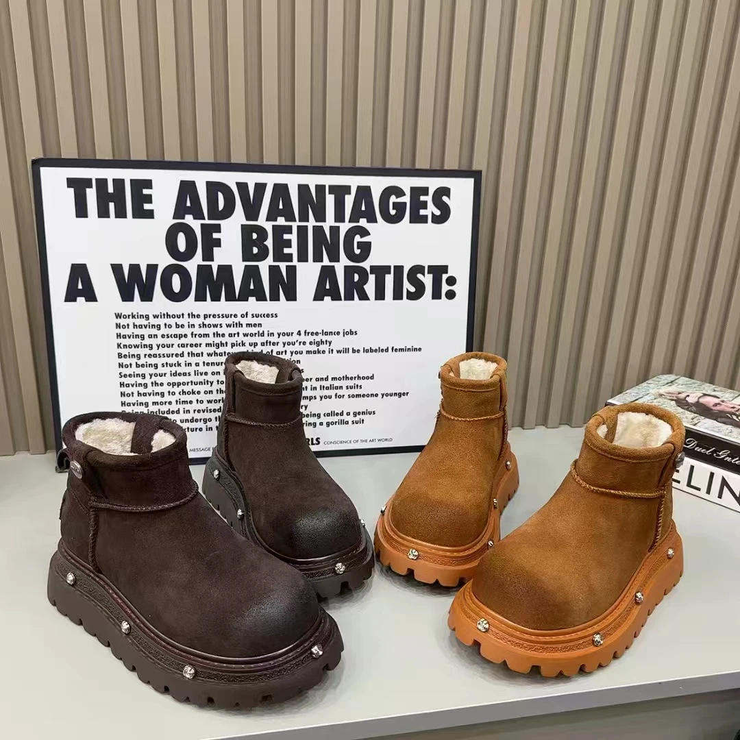 唐小肉潮搭雪地靴小众设计师款秋冬雪地靴休闲百搭冬季加厚086-1