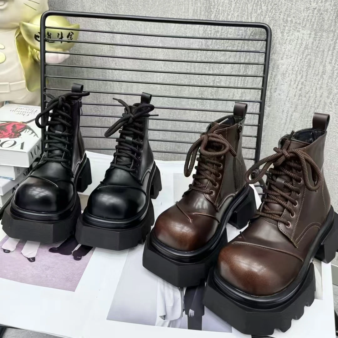 唐小肉潮搭异形底马丁靴三色百搭小众设计师款系带洋气2609-1鞋带