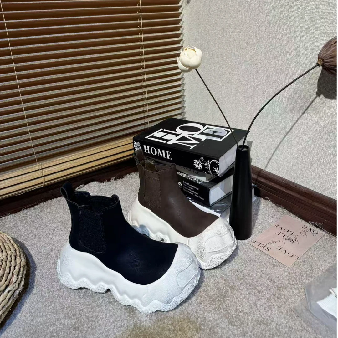 唐小肉潮搭时尚百搭冬季中筒潮流萌丑大头异形底脏脏鞋晕染1-19