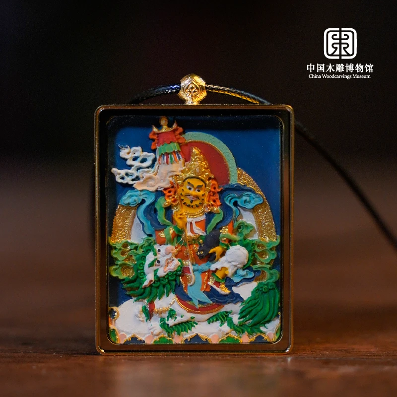 财宝天王 手工彩绘木雕唐卡【中国木雕博物馆】