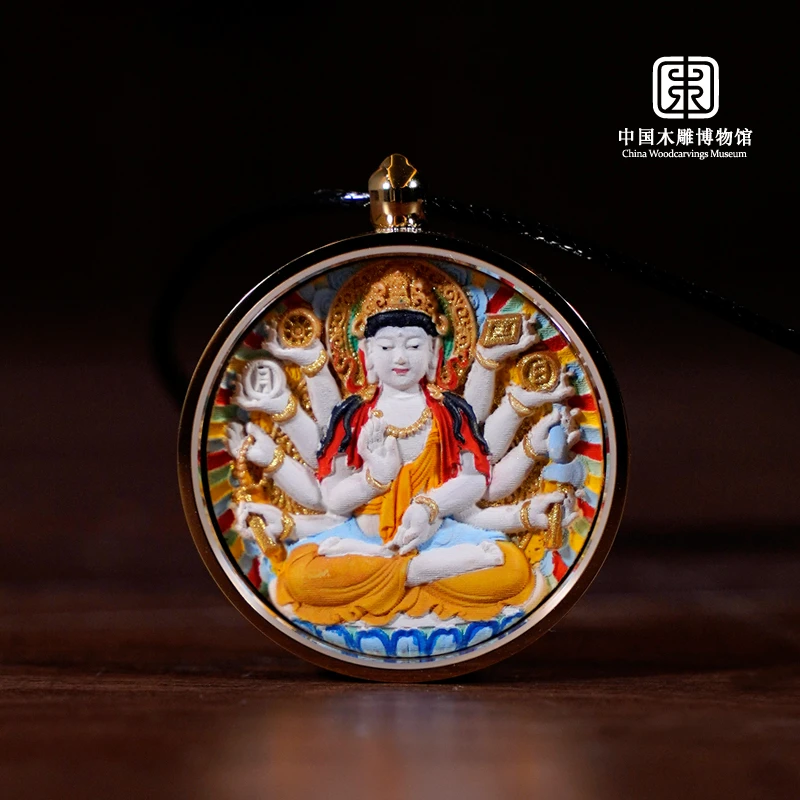 观世音菩萨 属相鼠 守护神-手工彩绘木雕唐卡