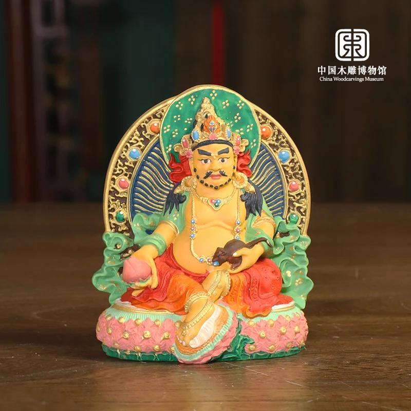 黄财神木雕手工彩绘雕像黄杨木雕非遗工艺精【中国木雕博物馆】