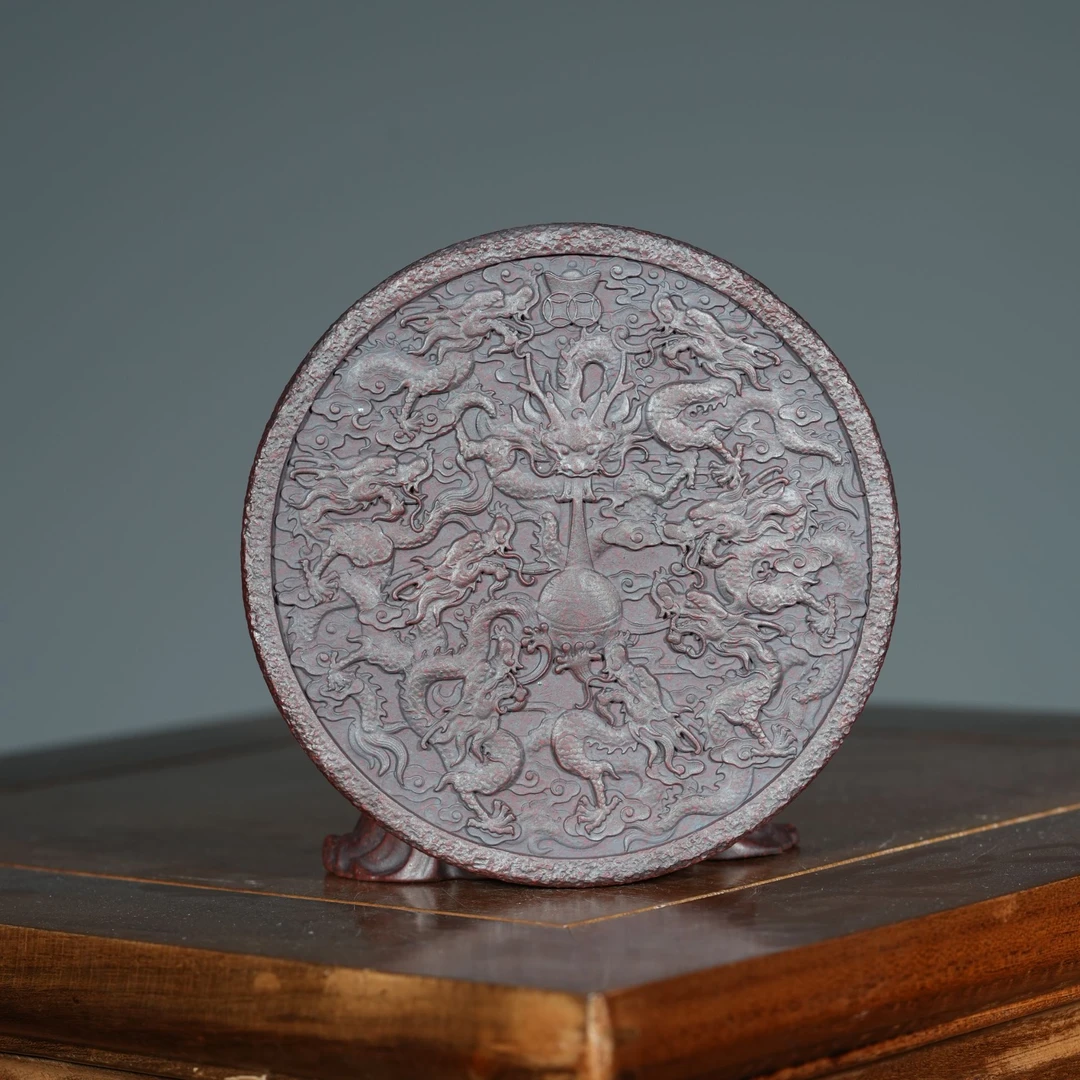 宜兴原矿高温石红雕塑《九龙》紫砂手工杯垫壶承茶宠茶道摆件茶盘