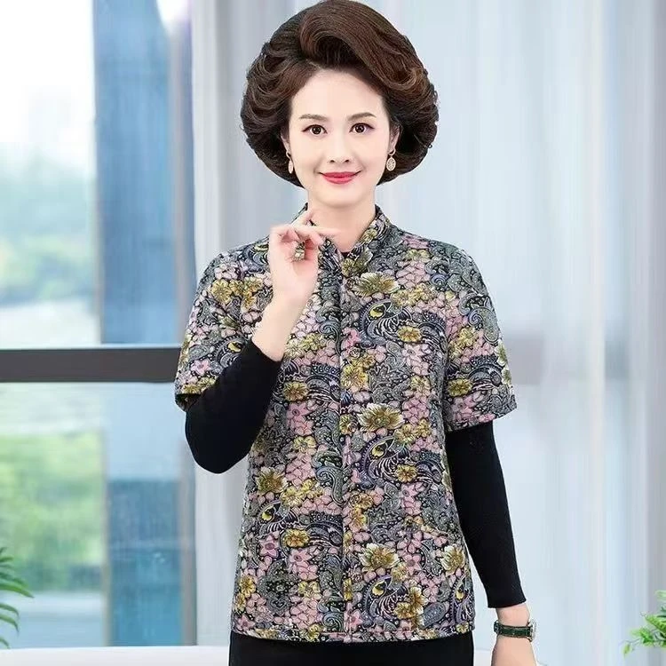 【半袖棉袄】三层双面花型棉袄碎花半袖百搭妈妈棉袄半袖