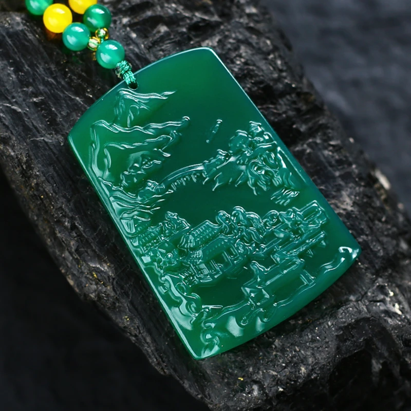 【壹壹专享】精美时尚玉石山水牌【证书+礼盒】玉髓JD001201