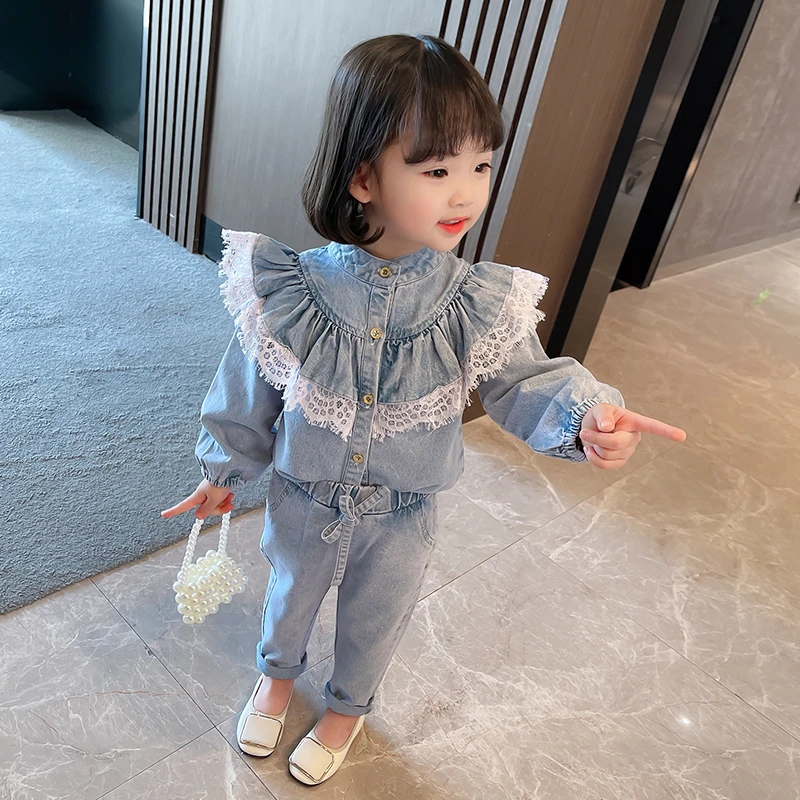 女童牛仔套装春装2025新款洋气春季女宝宝儿童装网红春秋款两件套