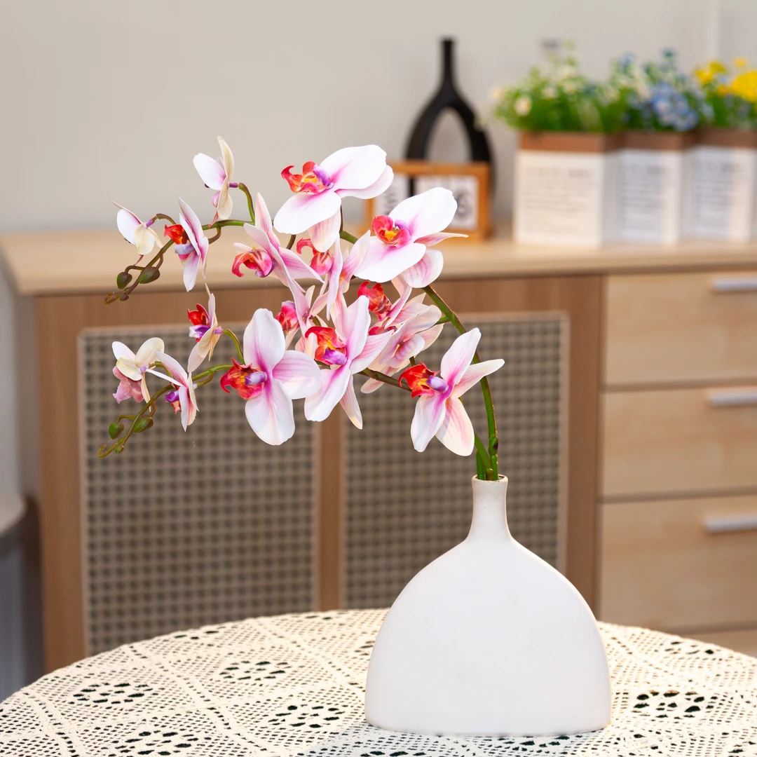 蝴蝶兰仿真花假花桌面摆设轻奢高端插花餐桌摆件装饰家居造型