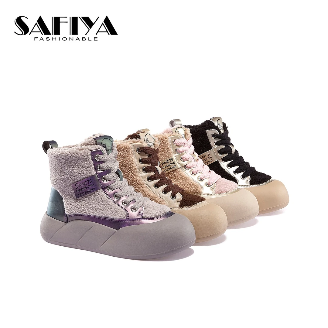 索菲娅Safiya新款时尚厚底2023冬季棉鞋保暖雪地靴女SF34118B18