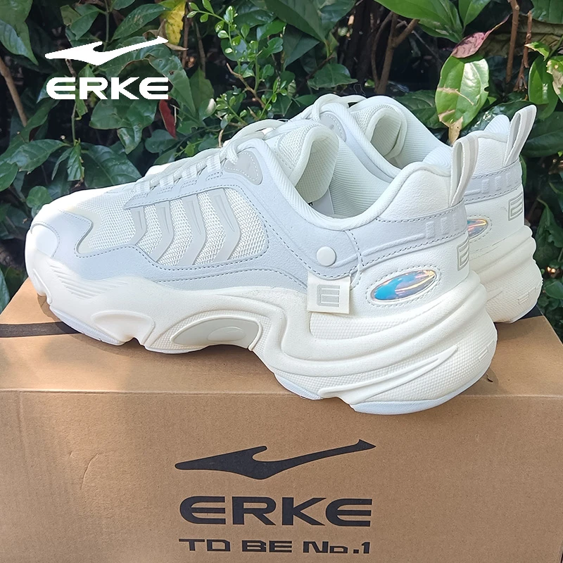 erke/鸿星尔克减震男鞋男款跑步鞋女款男子白色时尚情侣透气跑鞋