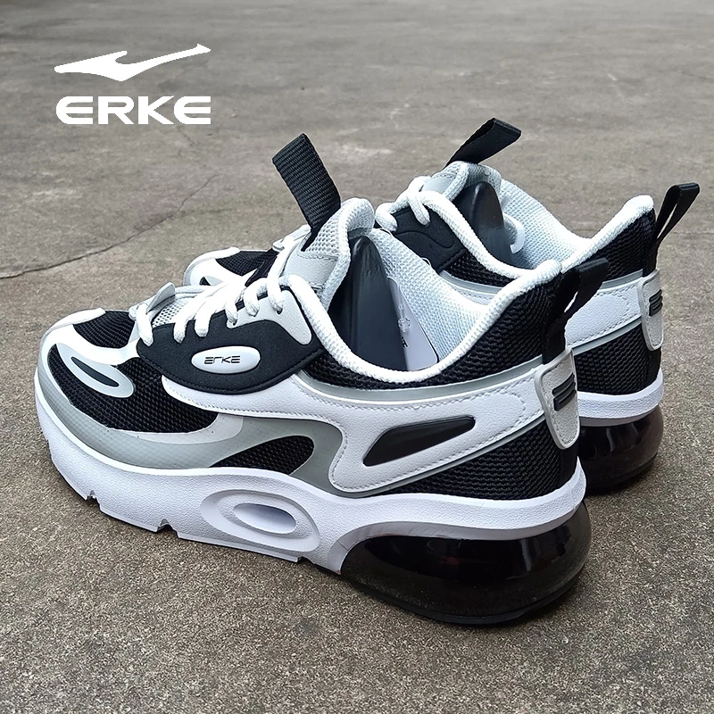 鸿星尔克气垫减震跑步鞋男子运动鞋夏季冬季舒适网面男鞋黑白