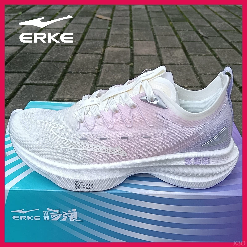 erke/鸿星尔克竞速跑鞋女专业跑步鞋女款轻便碳板运动鞋透气网面