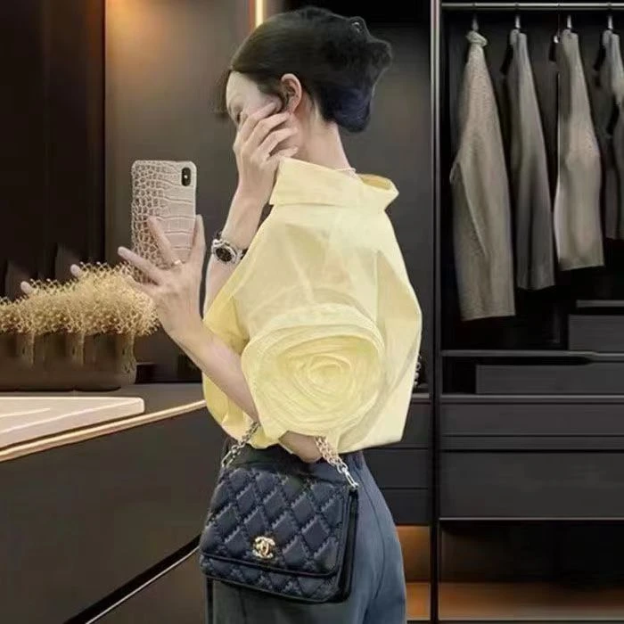 高端气质衬衫2024新款女夏季今年流行漂亮宽松遮肚子法式绝美上衣