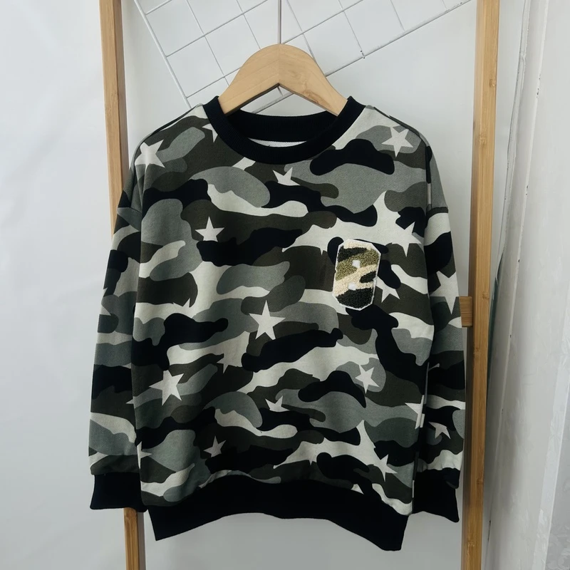 橙子家秋上新110-130码儿童卫衣男童春秋毛圈圆领卫衣