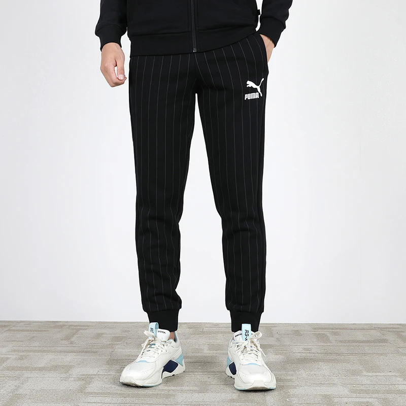 PUMA/彪马男士条纹时尚潮流百搭舒适休闲针织运动长裤 530178-01