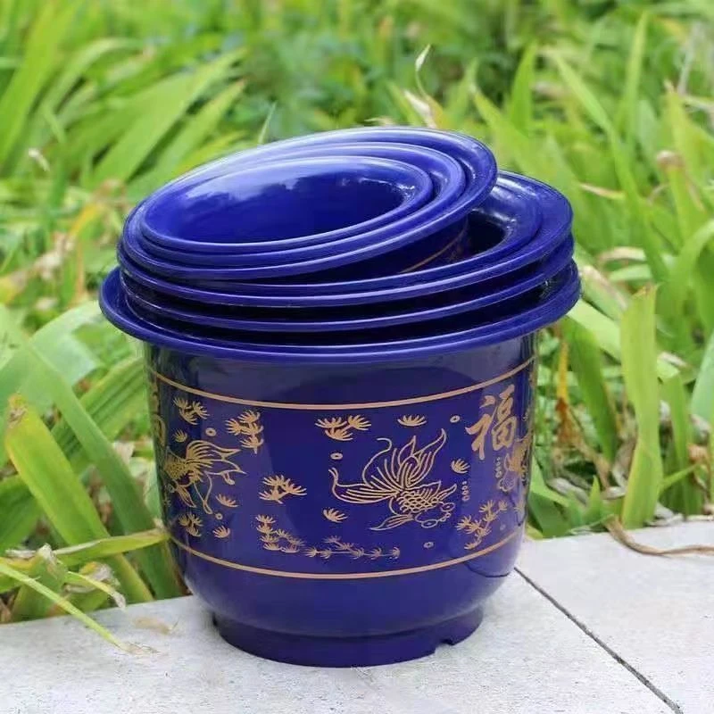 塑料花盆仿陶瓷加厚种果树月季花绿萝花盆送托盘兰花盆