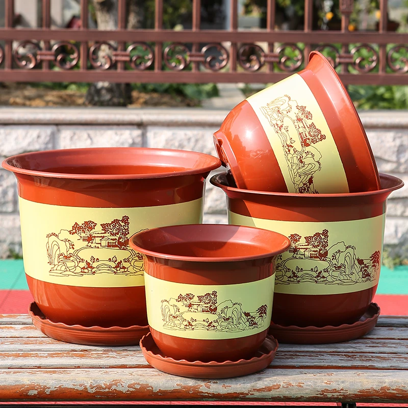 仿陶瓷加厚塑料花盆塑料花盆大号花盆大全种树加厚