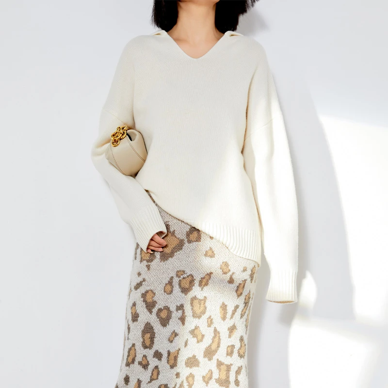 13043欧丝璐秋冬新款纯山羊绒宽松偏厚纯色慵懒风套头衫女