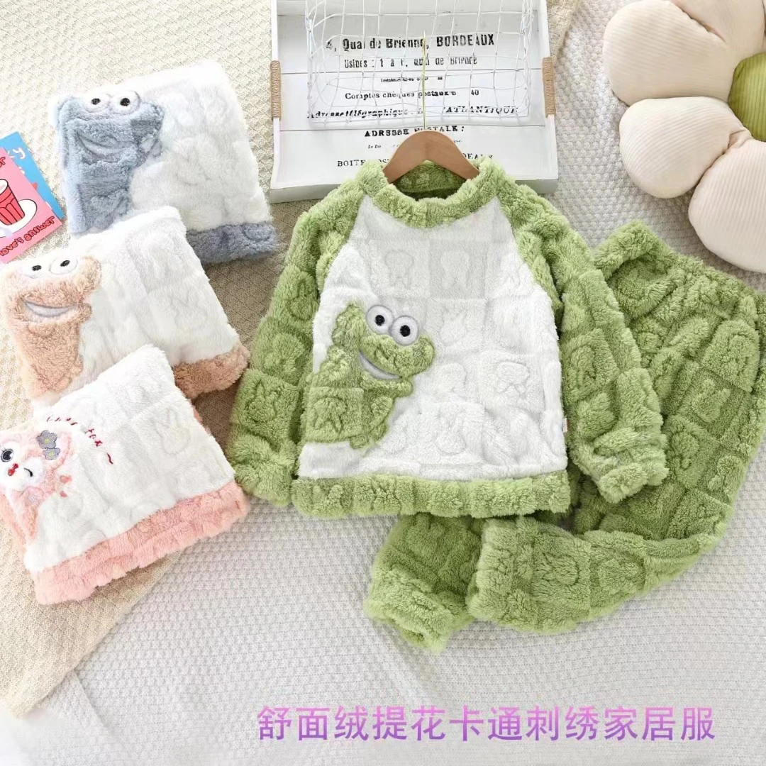 【粉丝专享】法兰绒秋冬款可爱双层加绒保暖公主风睡衣宝宝家居套装