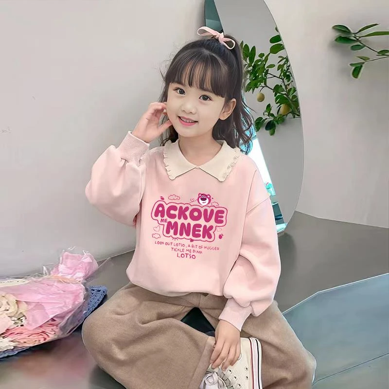 粉色女童POLO衫秋冬装新款洋气儿童上衣卫衣女孩秋冬加绒上衣