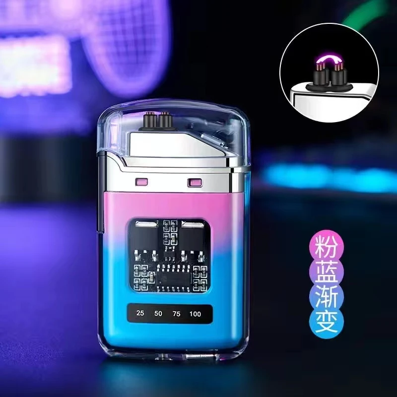 透明数字炫酷电弧网红小巧创意感应防风便携男士高档高颜值火机