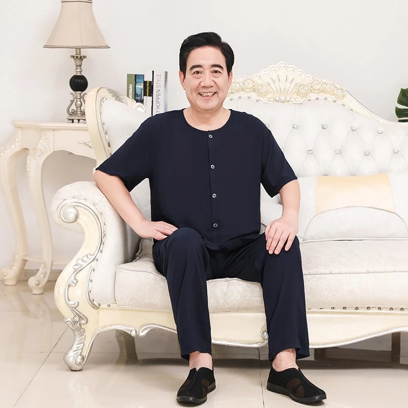 2024新款睡衣套装爸爸男士中老年夏季宽松老人夏天老年人居家服