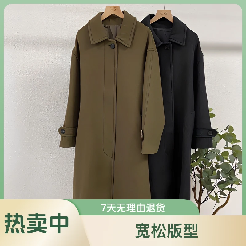 W065纸片人百搭女士宽松设计师韩版翻领显瘦气质时尚百搭双面宽松
