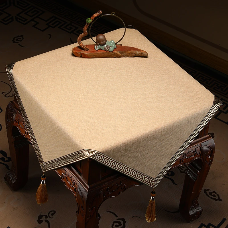 卧室床头柜盖布新中式高档茶几垫布边柜角几装饰布盖巾长方形桌布