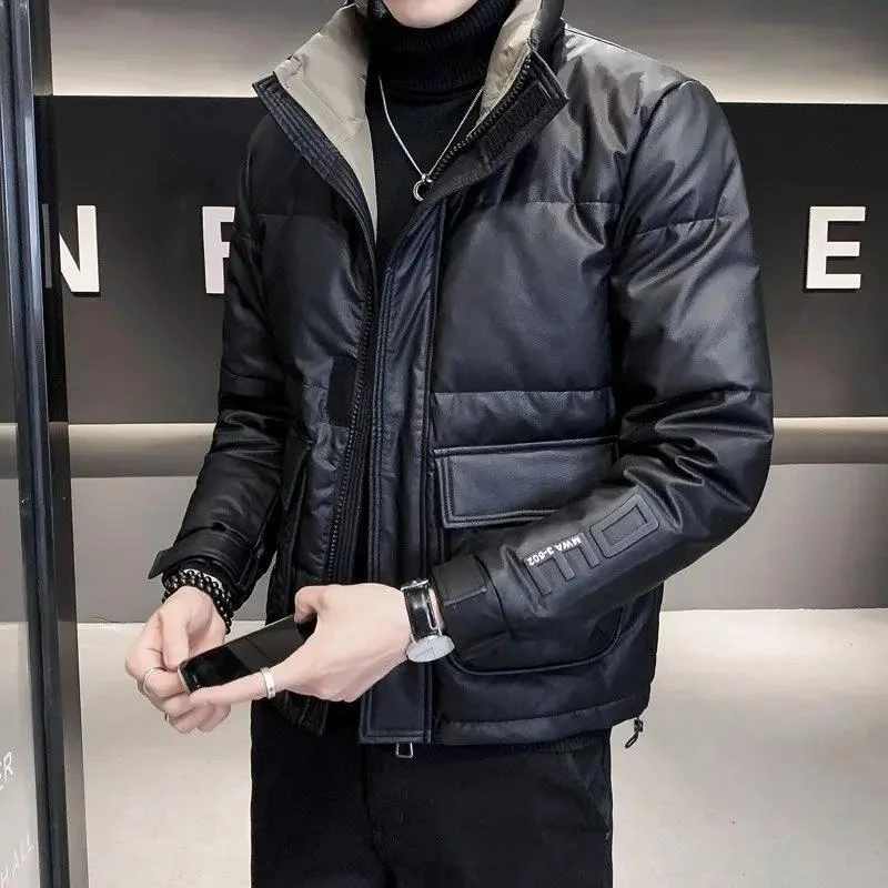 波司断码羽绒服皮羽绒服男士2023新款高级感立领潮牌短款帅气潮牌