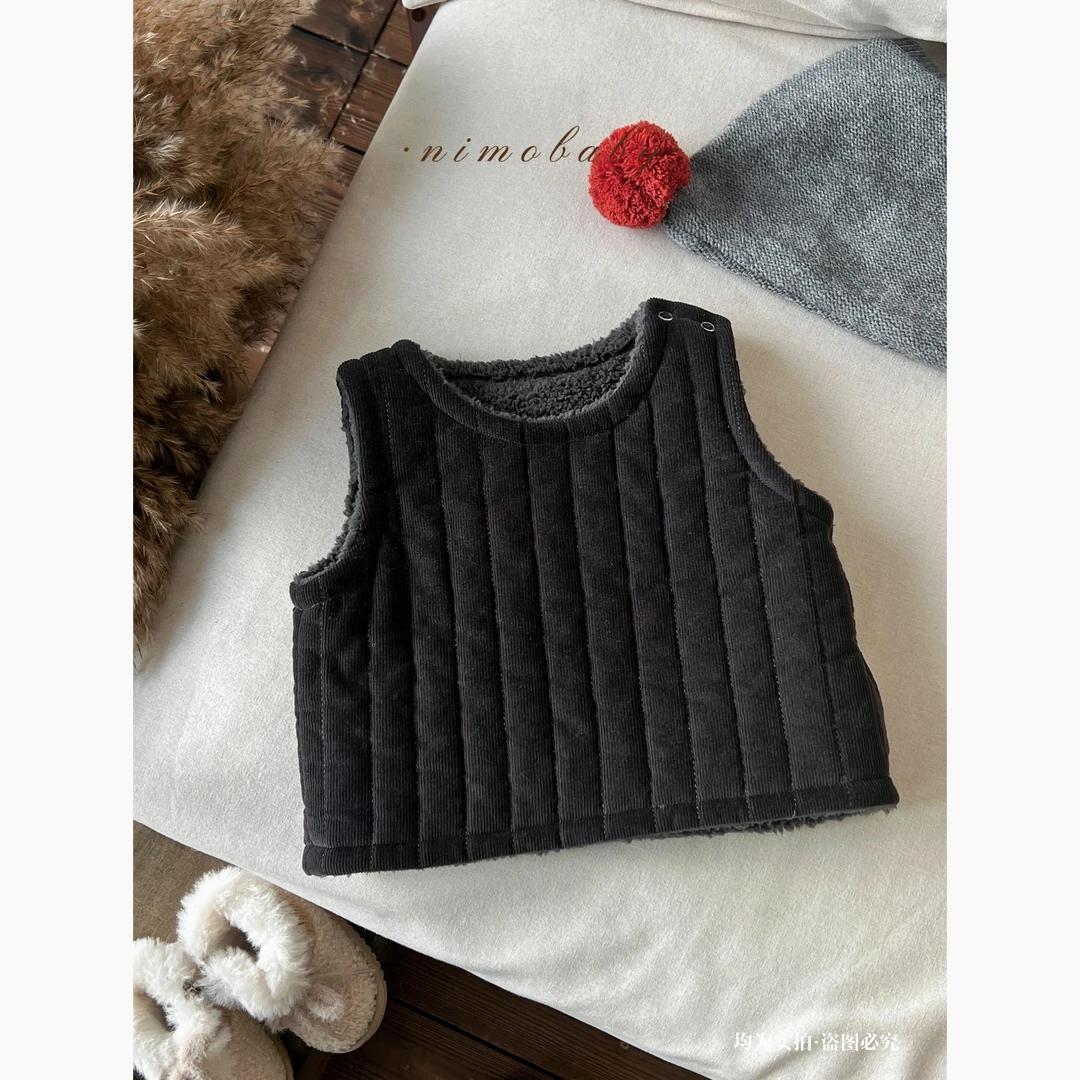 NIMO【小煤球】韩版秋冬款女宝宝洋气时尚经典款加绒马甲