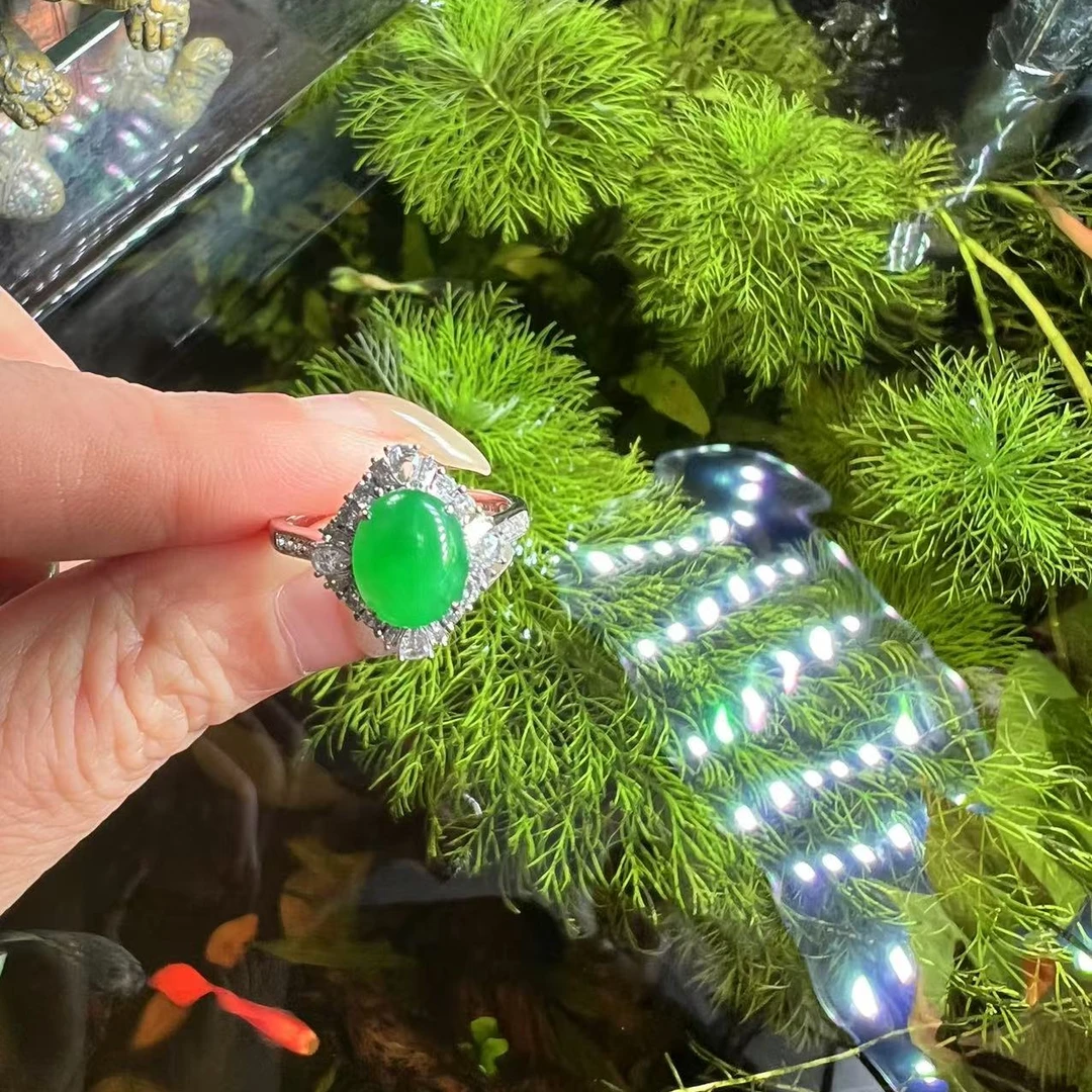 请喝茶手作-翡翠戒指.18K金.南非钻石.精工镶嵌